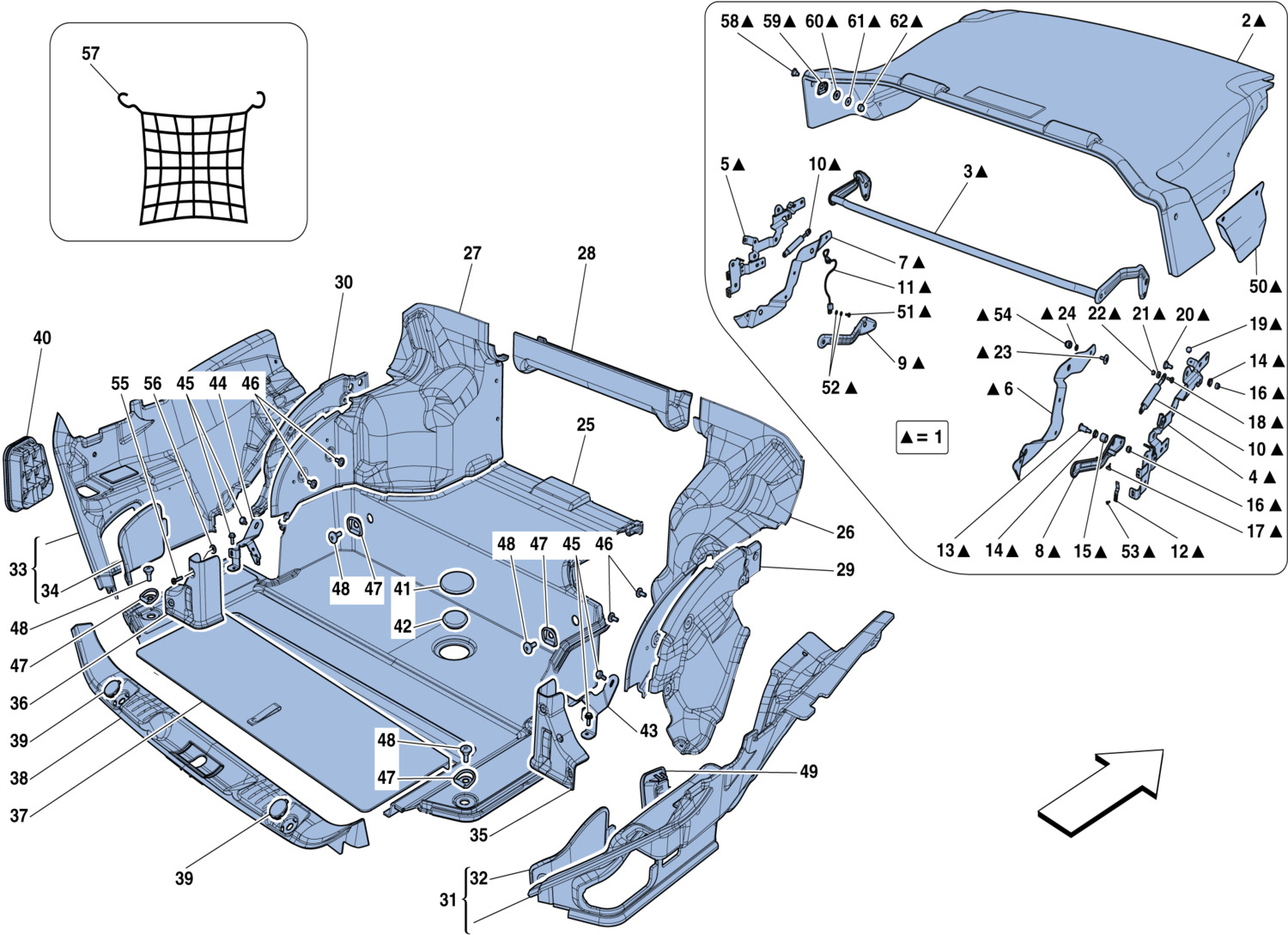 Schematic: Luggage Compartment Mats