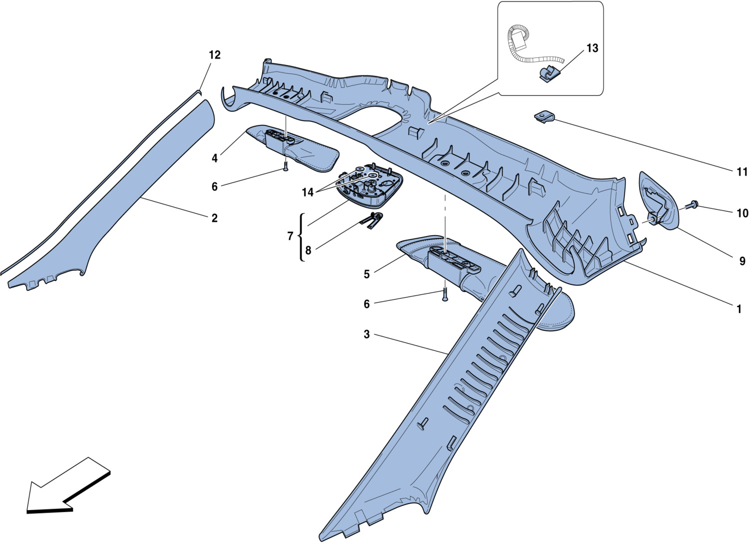 Schematic: Headliner Trim And Accessories