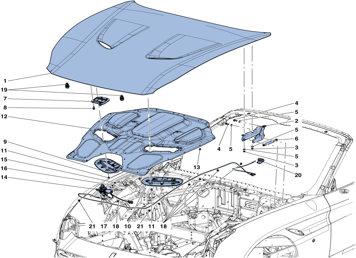 Schematic: Front Lid And Opening Mechanism