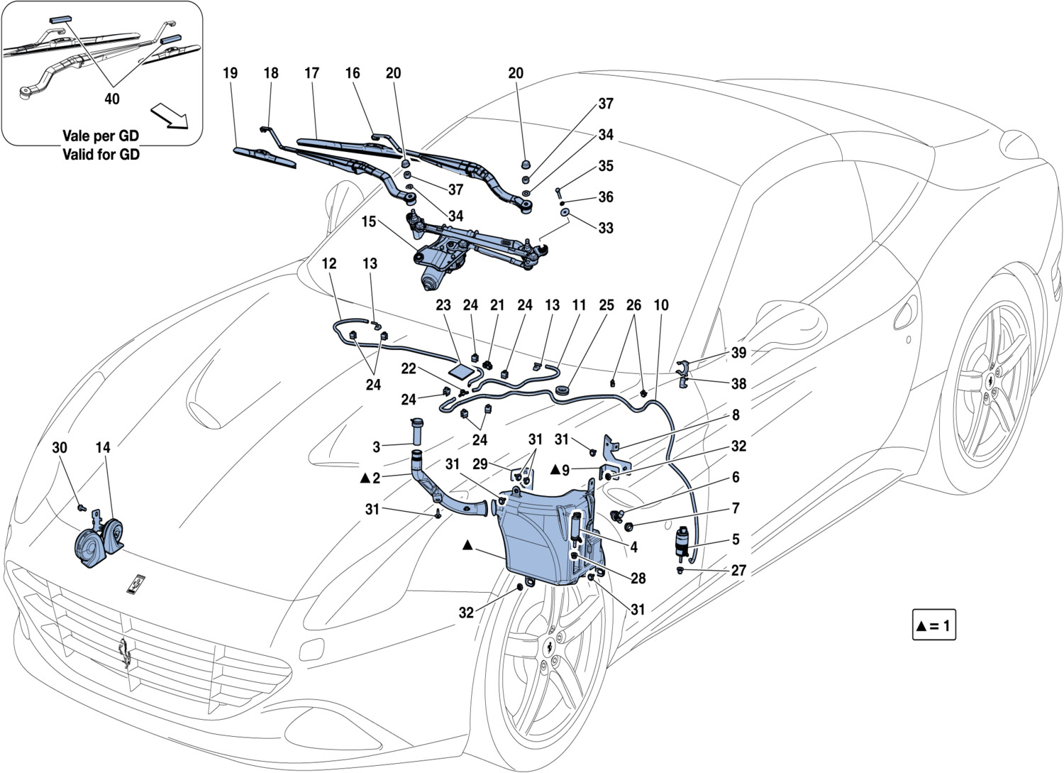 Schematic: Windscreen Wiper, Windscreen Washer And Horns