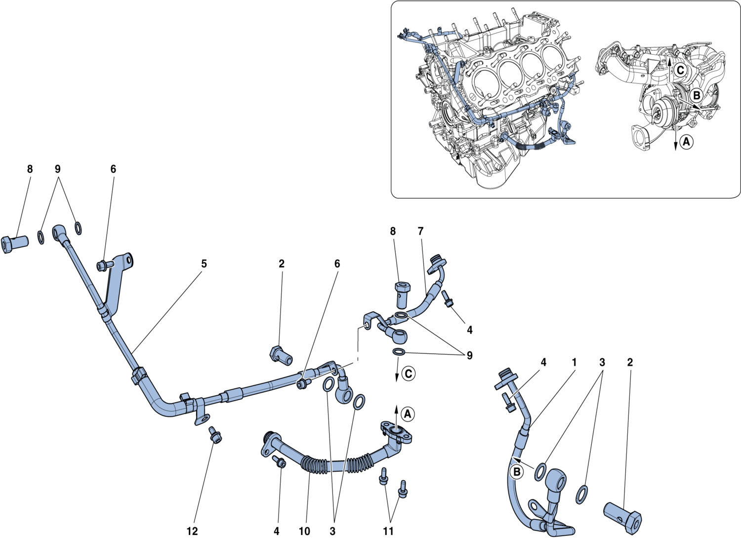 Schematic: Cooling-Lubrication For Turbocharging System