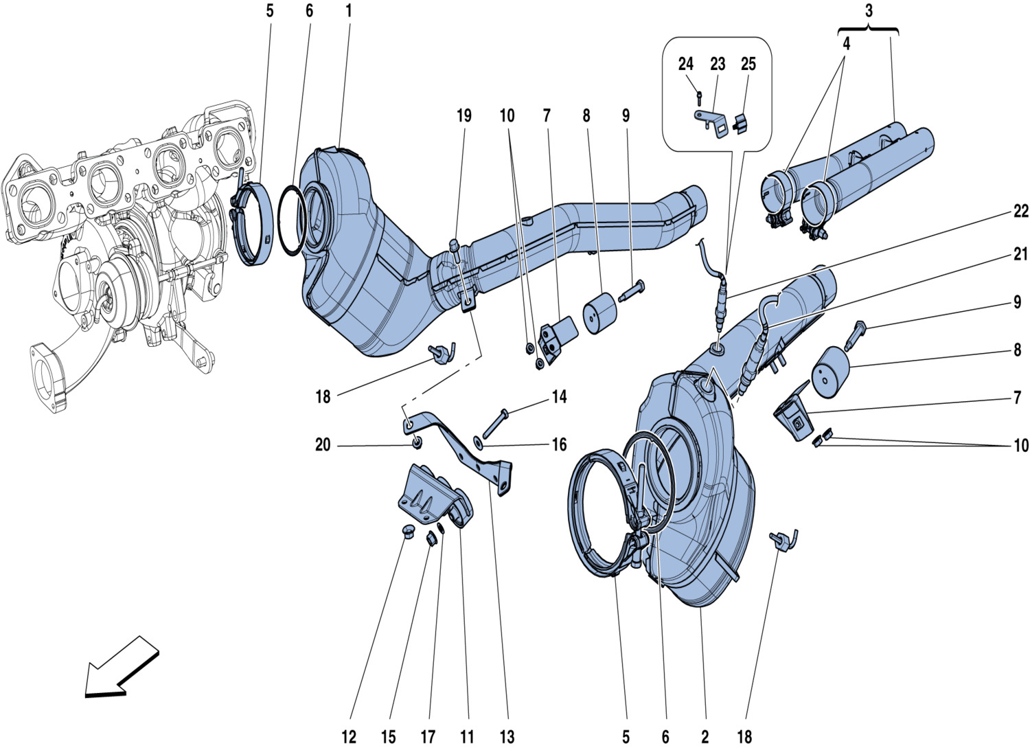 Schematic: Pre-Catalytic Converters And Catalytic Converters