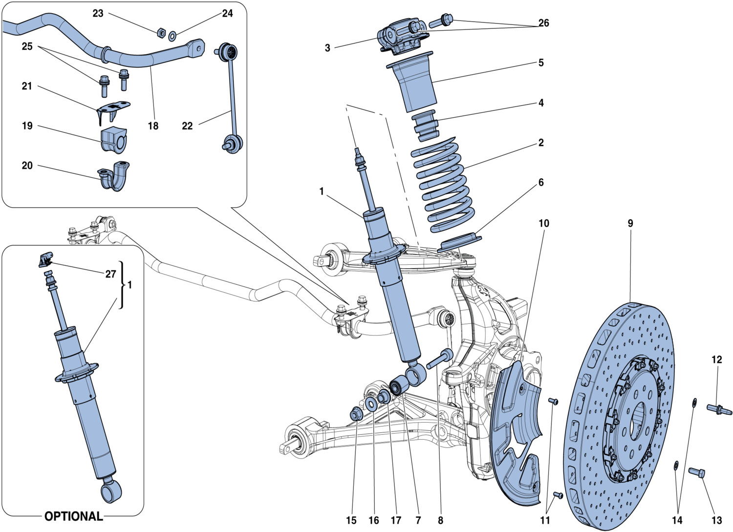 Schematic: Front Suspension - Shock Absorber And Brake Disc