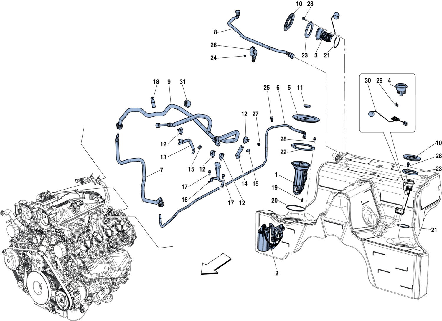 Schematic: Fuel Pump And Connector Pipes