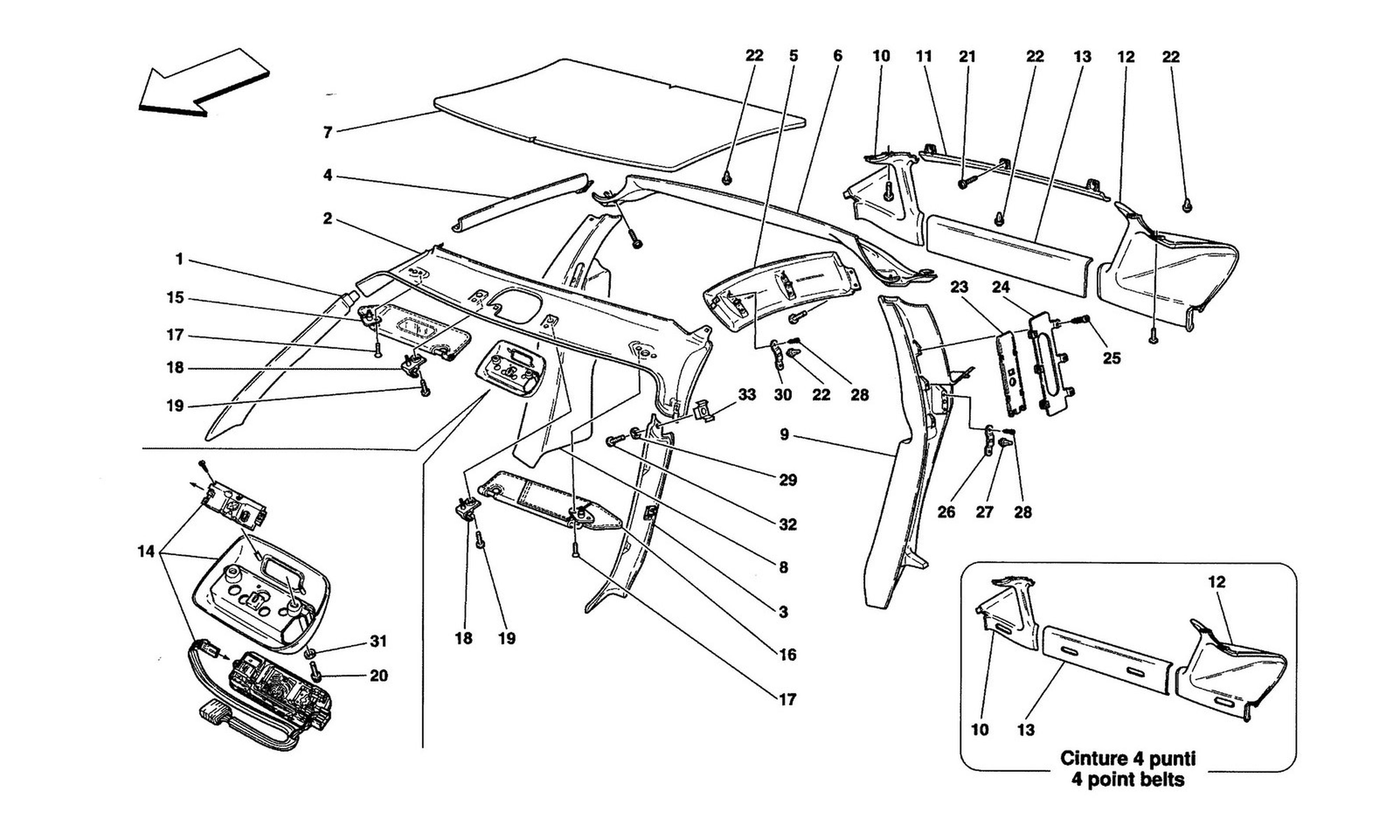 Schematic: Roof Panel Upholstery And Accessories