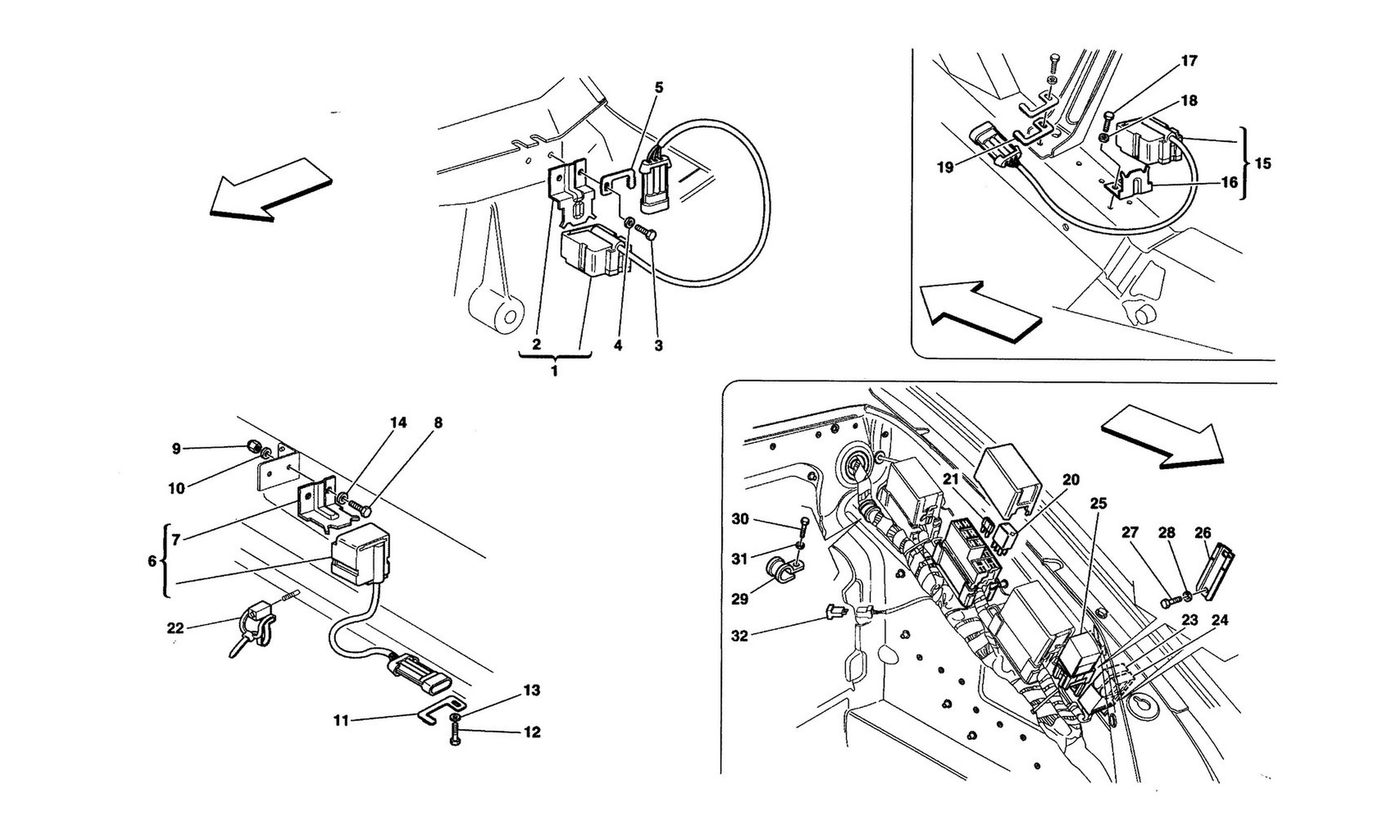 Schematic: Front And Motor Compartments Electrical Boards And Sensor