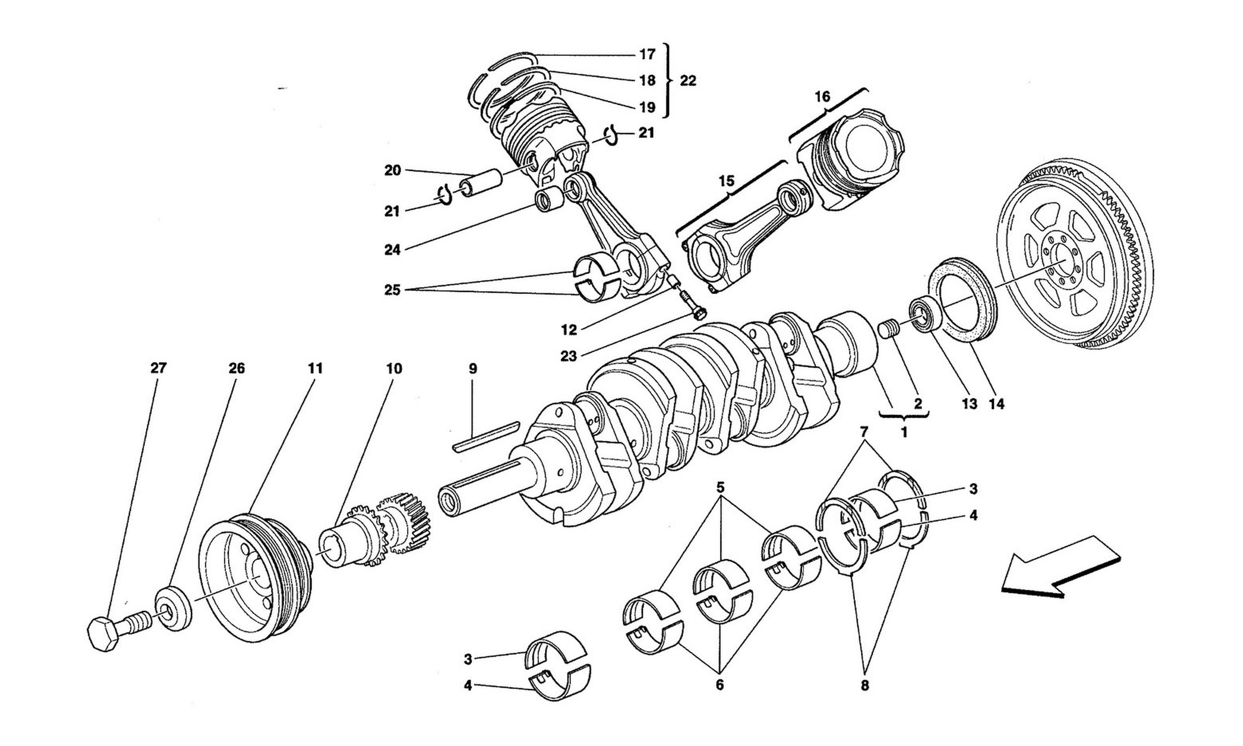 Schematic: Driving Shaft - Connecting Rods And Pistons