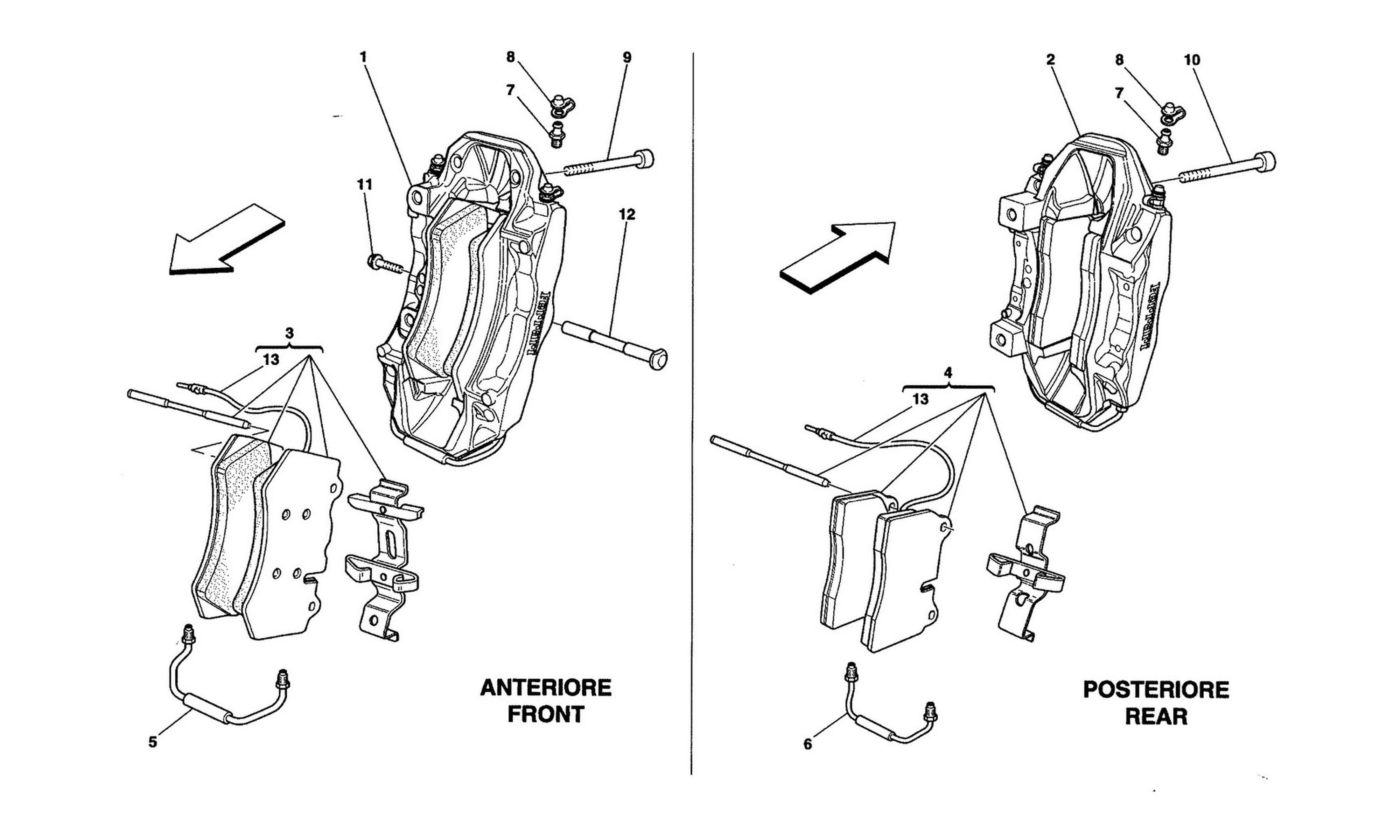 Schematic: Calipers For Front And Rear Brakes