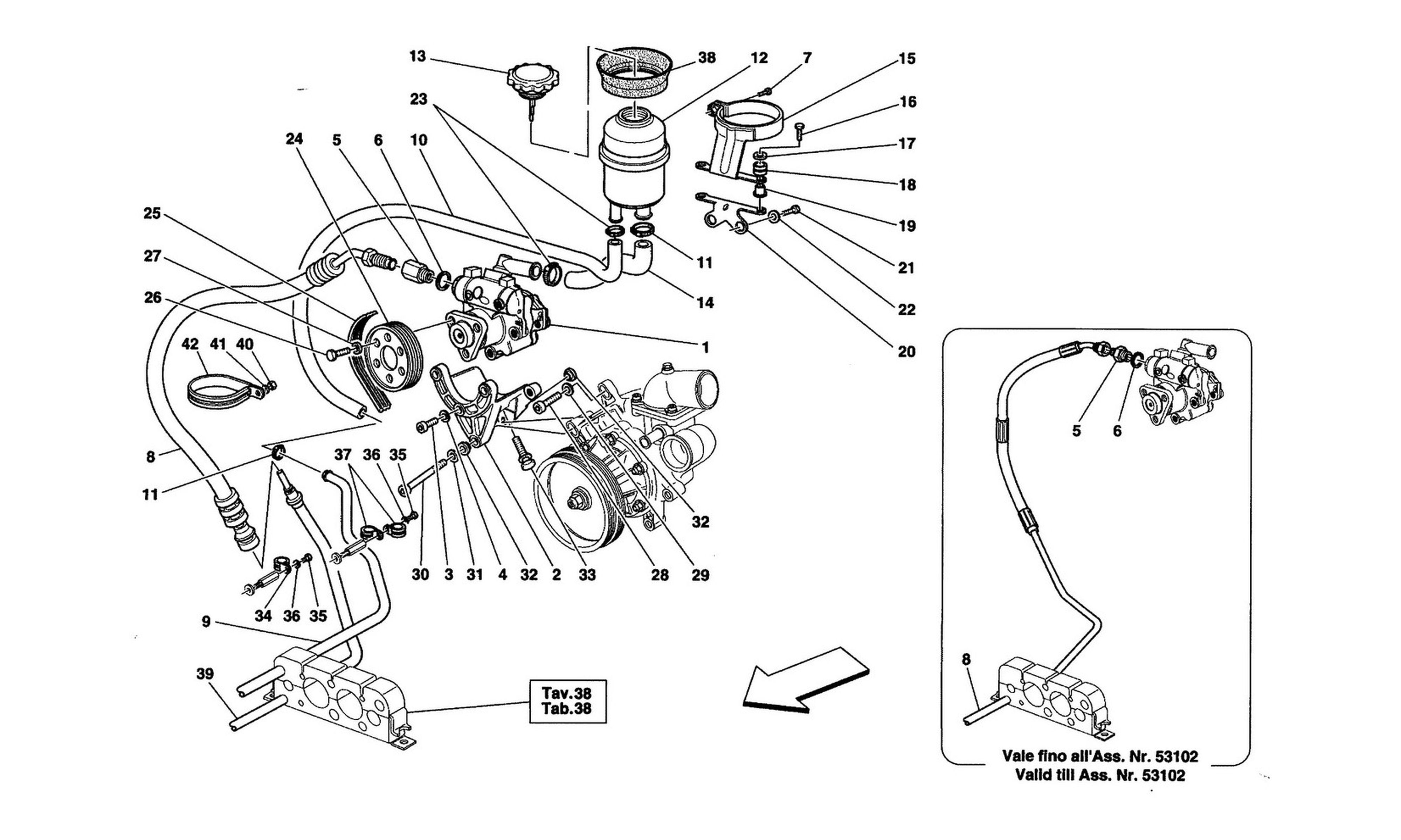 Schematic: Hydraulic Steering Pump And Tank