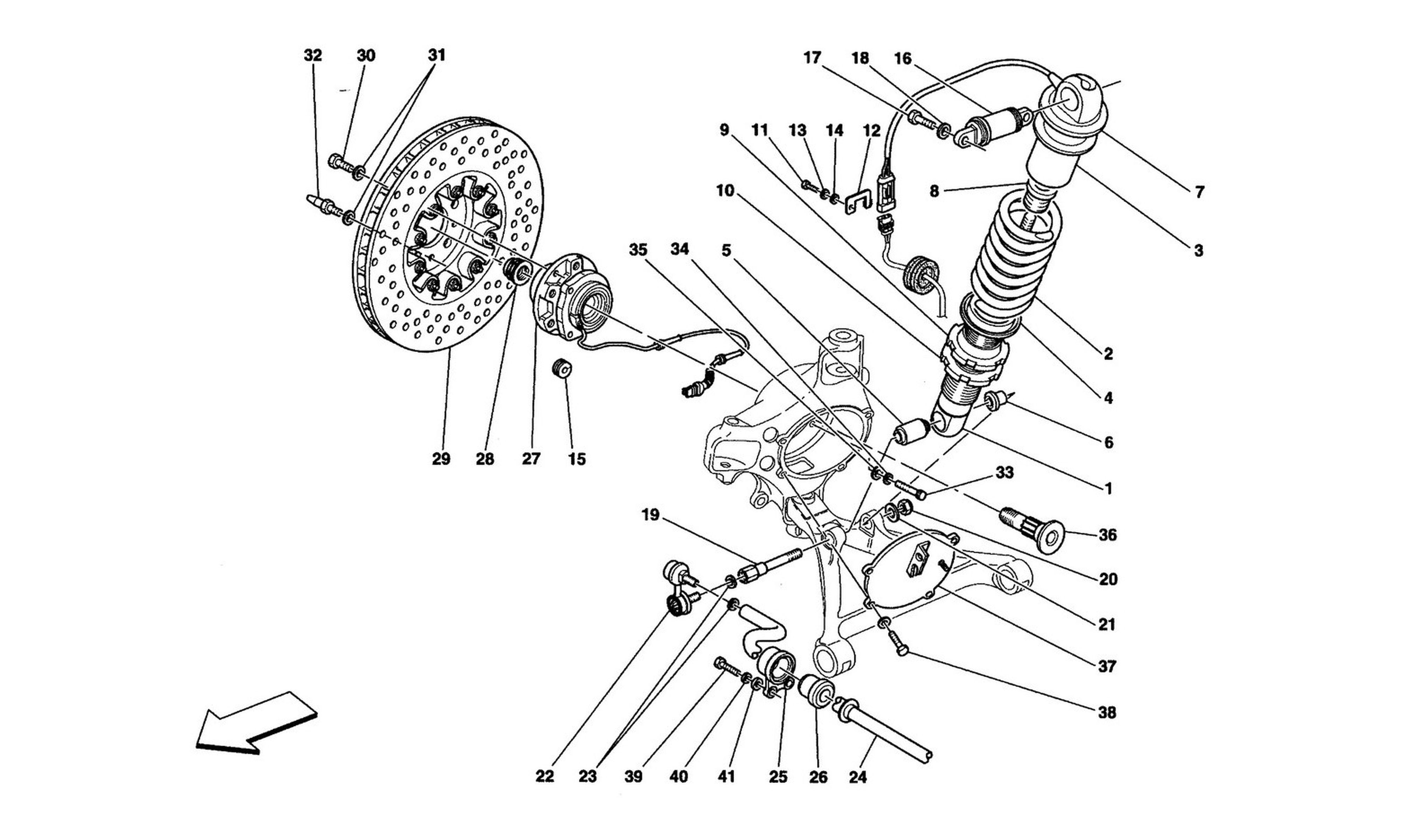 Schematic: Front Suspension - Shock Absorber And Brake Disc