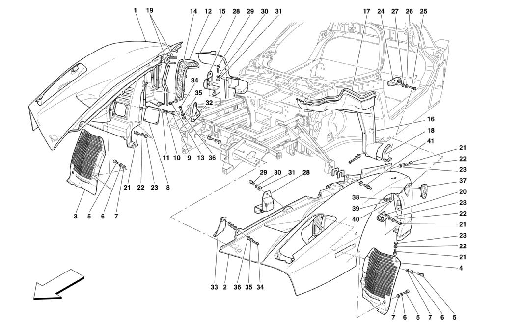 Schematic: Front - Outer Trims And Wheelhouse