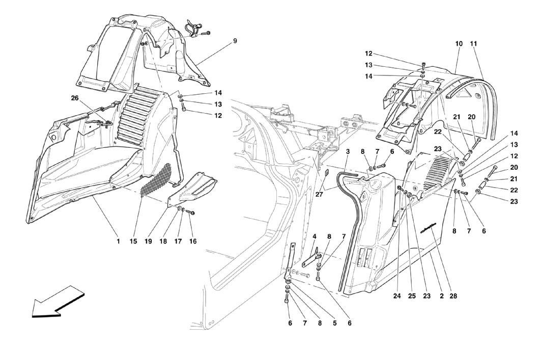 Schematic: Rear - Outer Trims And Wheelhouse