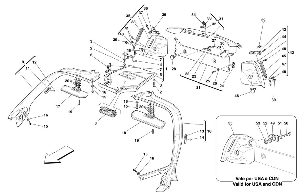 Schematic: Roof Panel Upholstery And Accessories