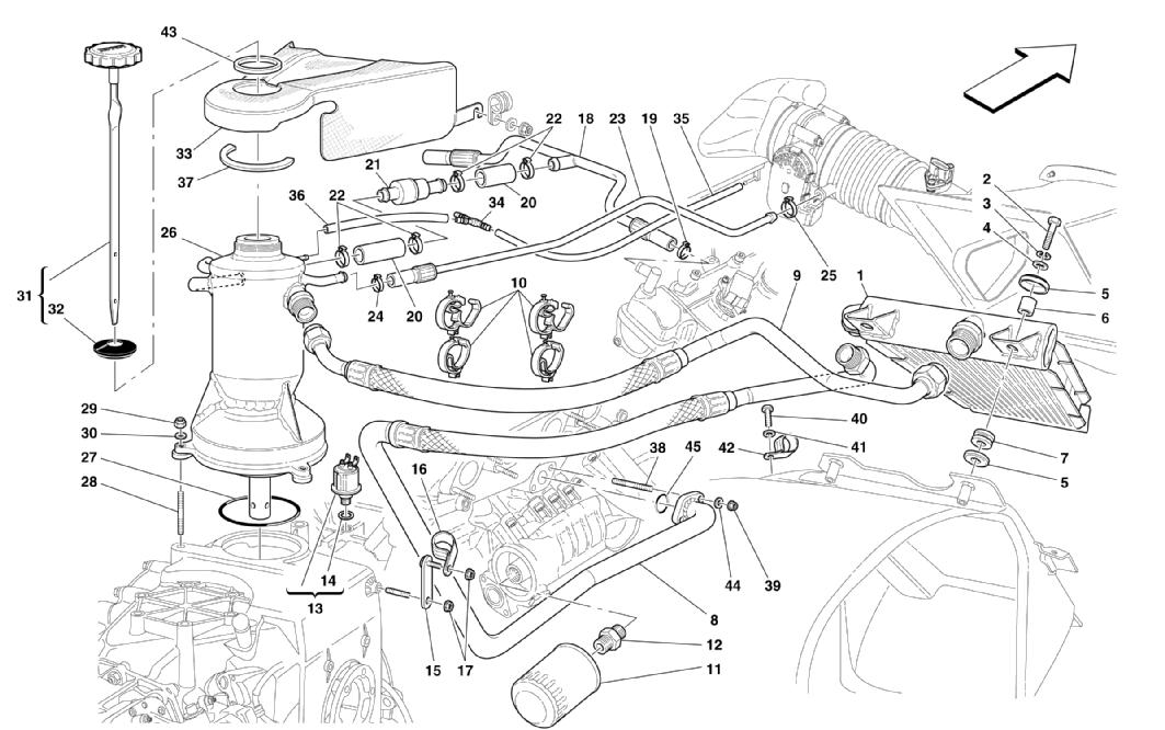 Schematic: Lubrication System And Blow-By System