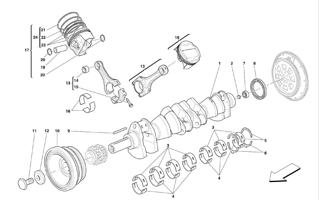 Schematic: Driving Shaft - Connecting Rods And Pistons