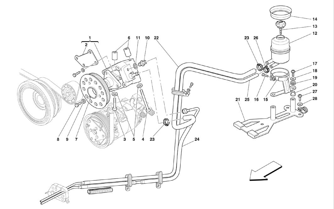 Schematic: Hydraulic Steering Pump And Tank