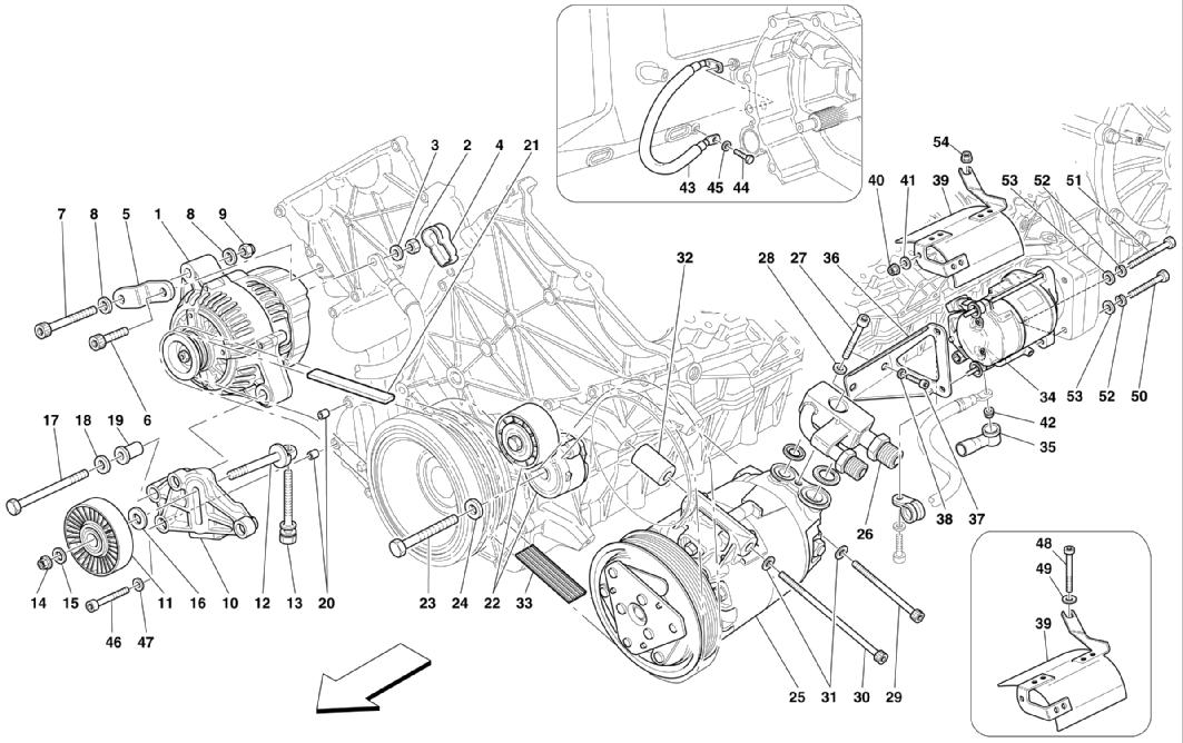 Schematic: Alternator, Starting Motor And A.C. Compressor