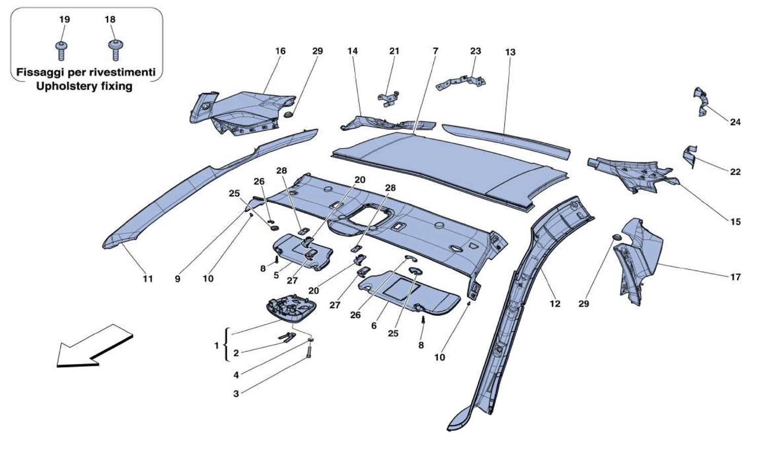 Schematic: Headliner Trim And Accessories