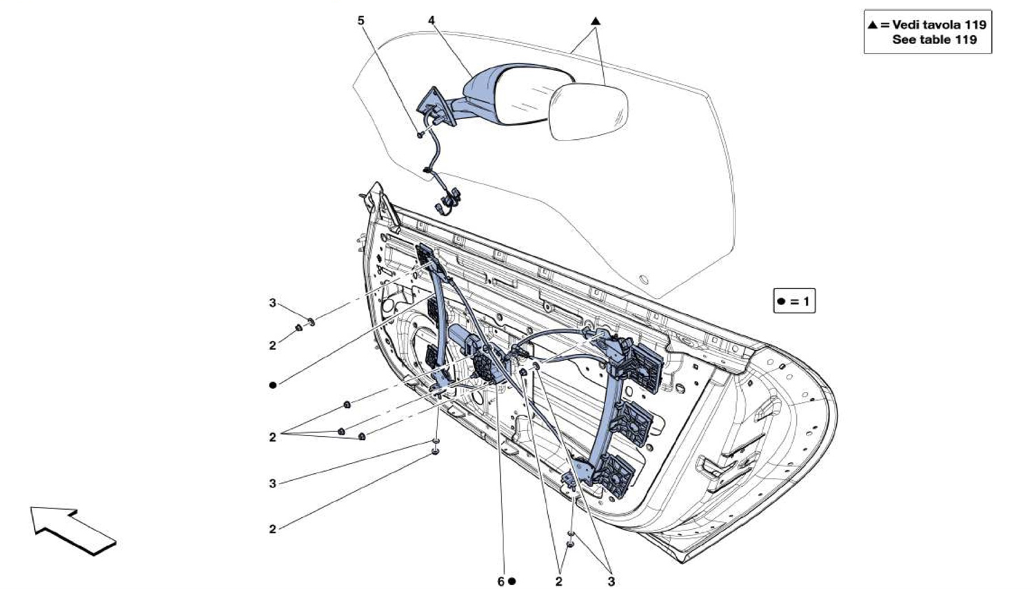 Schematic: Doors - Power Window And Rear View Mirror