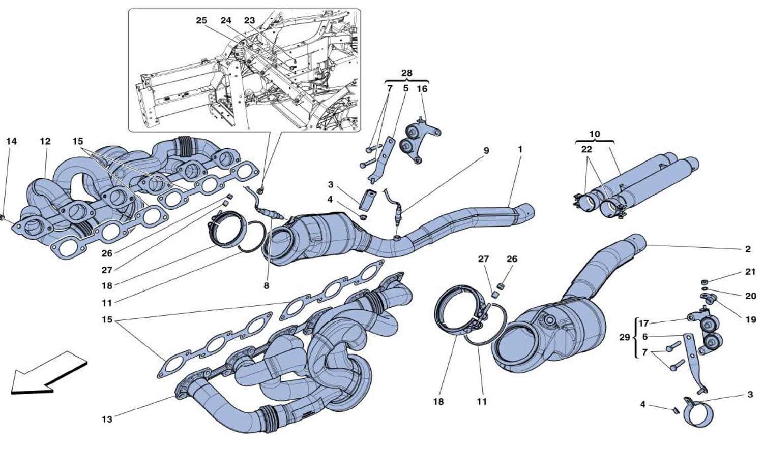 Schematic: Pre-Catalytic Converters And Catalytic Converters