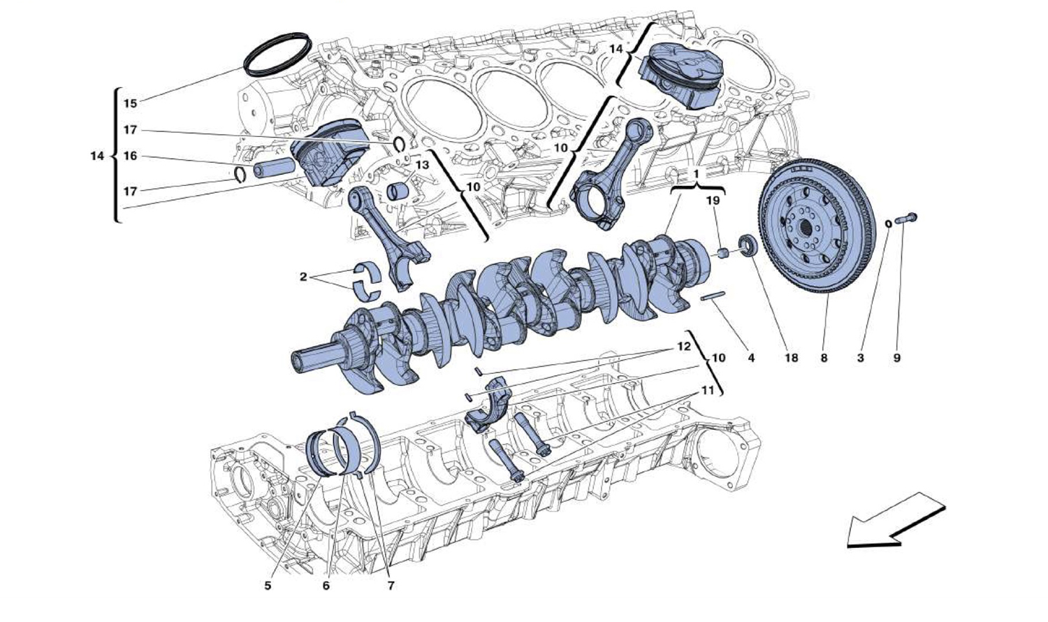 Schematic: Crankshaft - Connecting Rods And Pistons