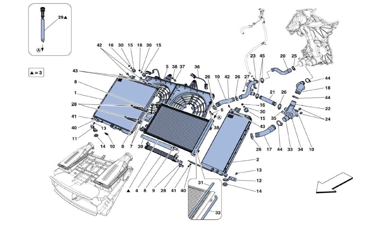 Schematic: Cooling - Radiators And Air Ducts