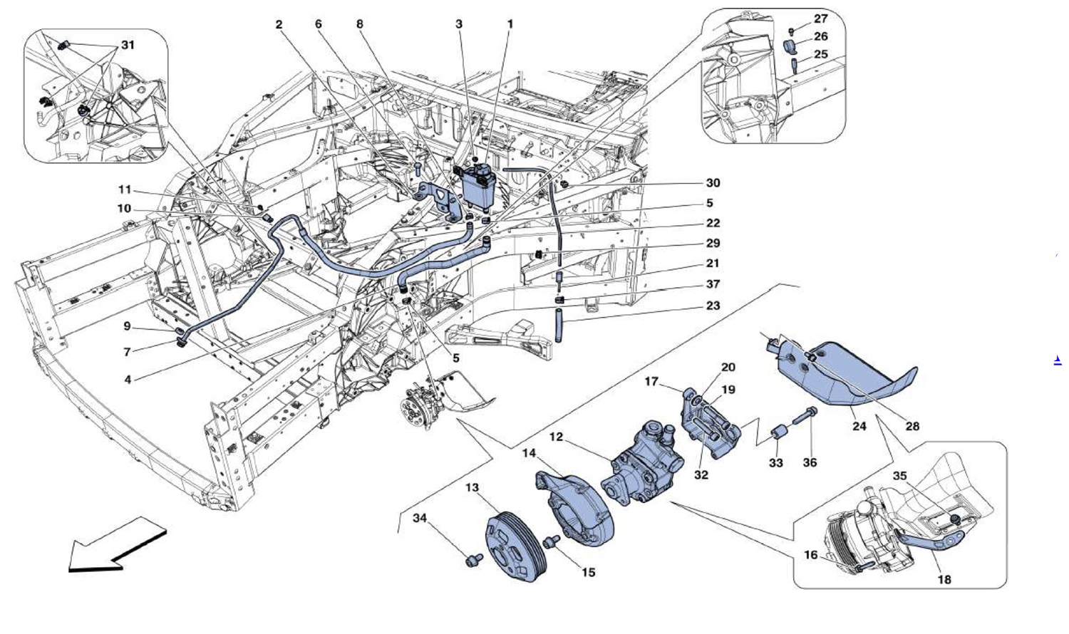 Schematic: Power Steering Pump And Reservoir