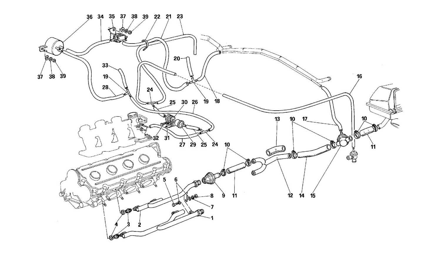 Schematic: Air Injection Device -Valid For Cars With Catalyst - Not For Usa -