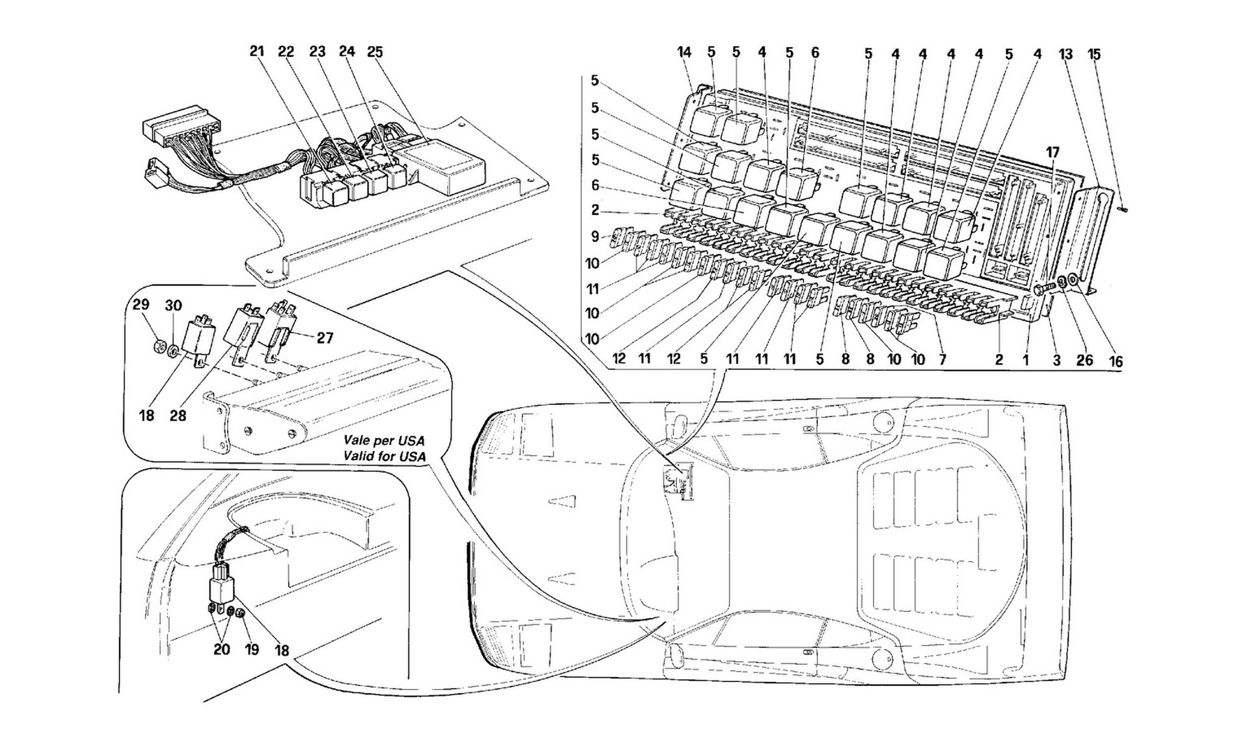 Schematic: Electrical Board - Fuses - Relays