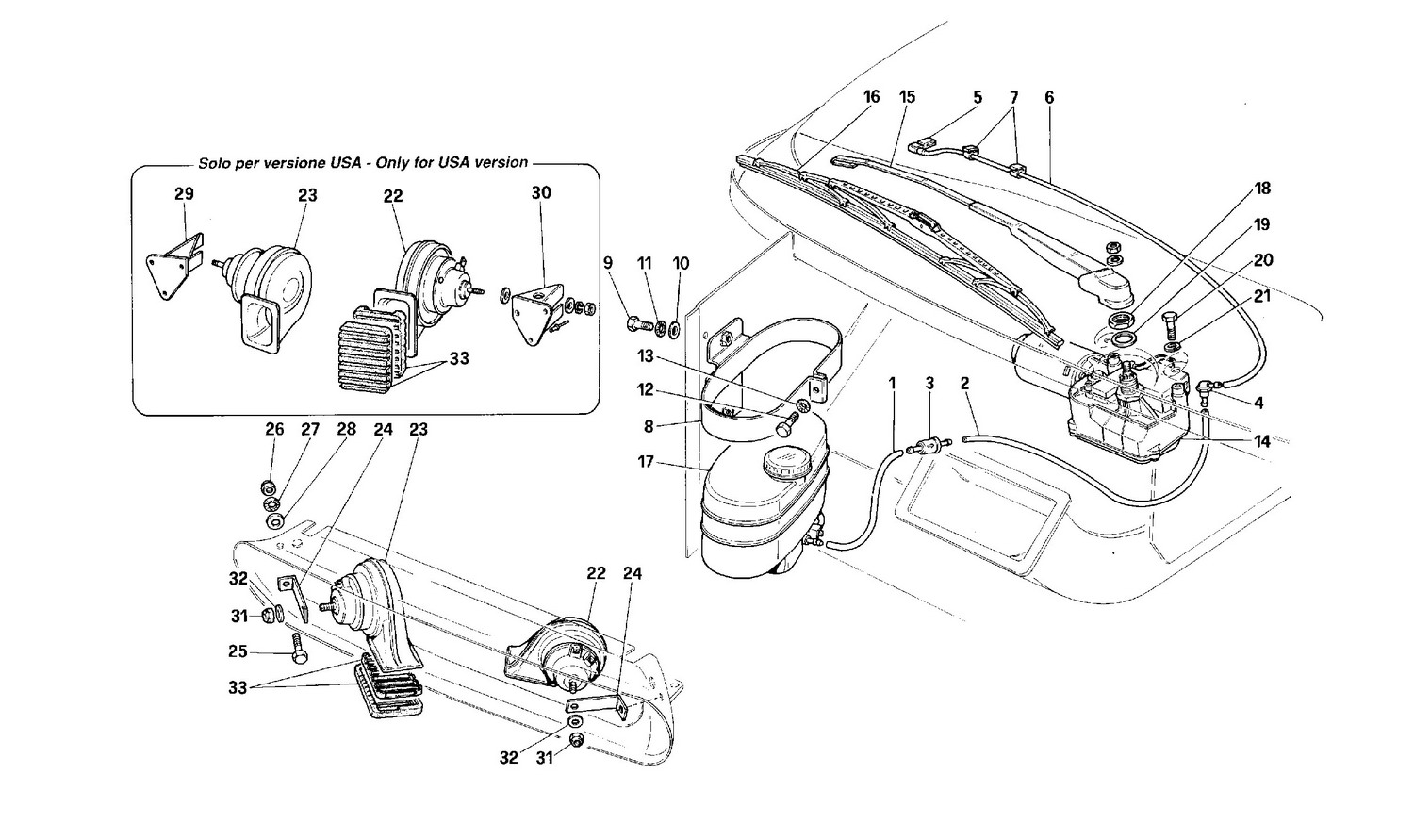 Schematic: Windshield Wiper And Horns