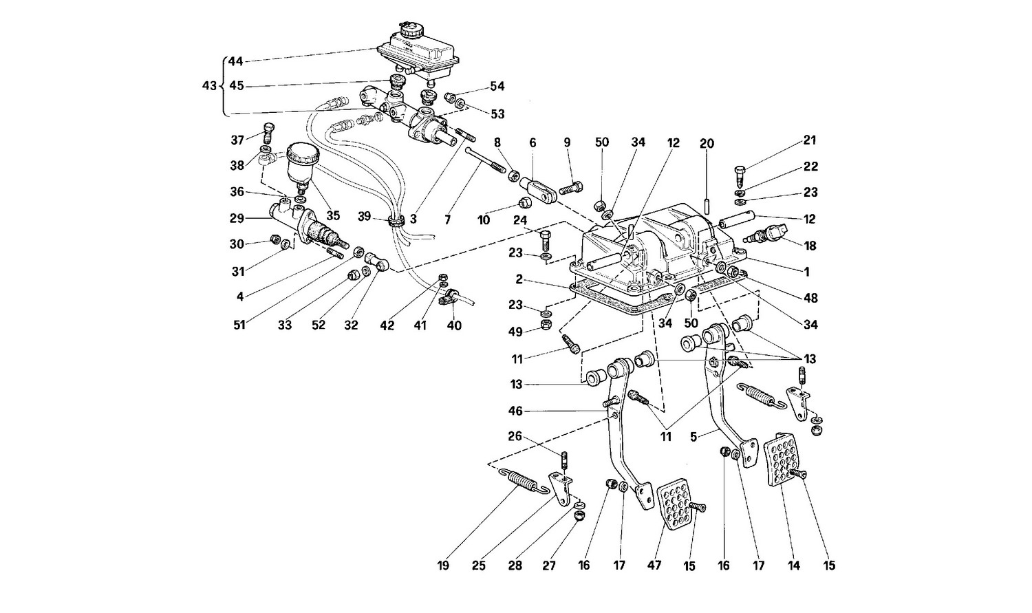 Schematic: Brakes And Clutch Control Pedals