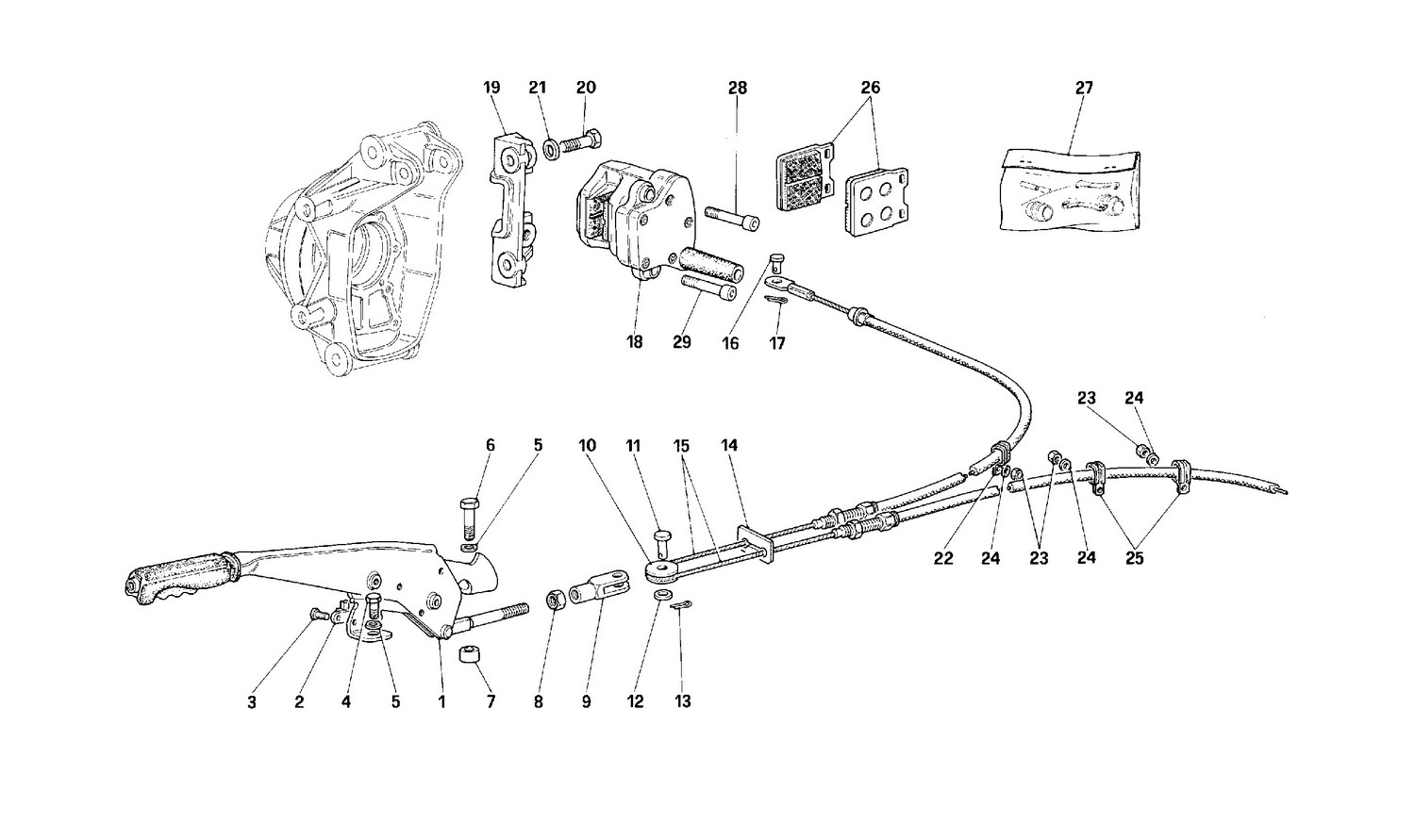 Schematic: Hand-Brake Control And Caliper