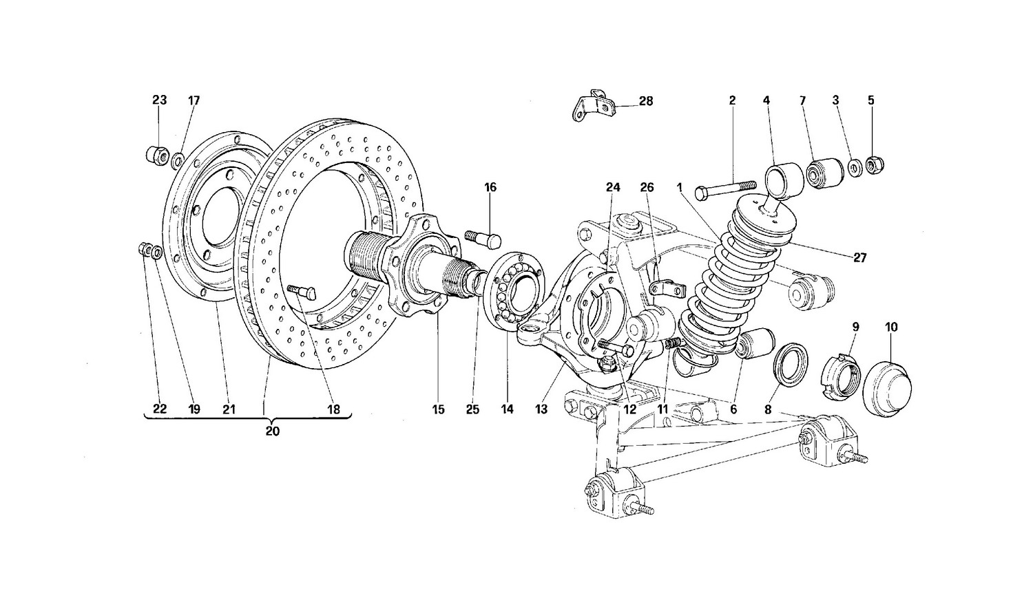Schematic: Front Suspension - Shock Absorber And Brake Discs