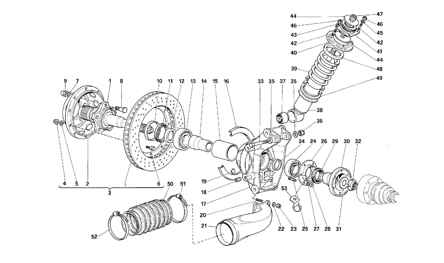 Schematic: Rear Suspension - Shock Absorber And Brake Discs