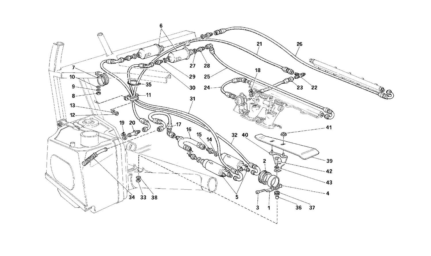 Schematic: Pump And Fuel Piping -Not For Usa -