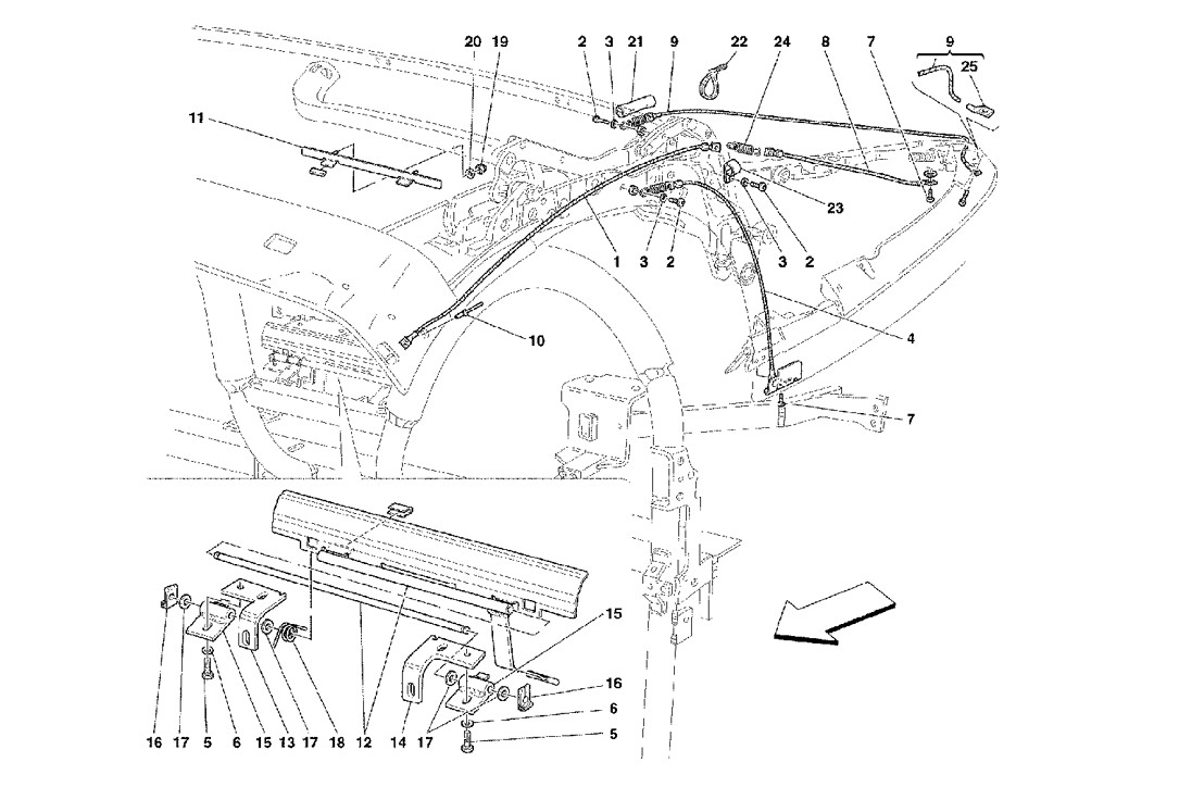 Schematic: Capote Mechanism And Tie Rods