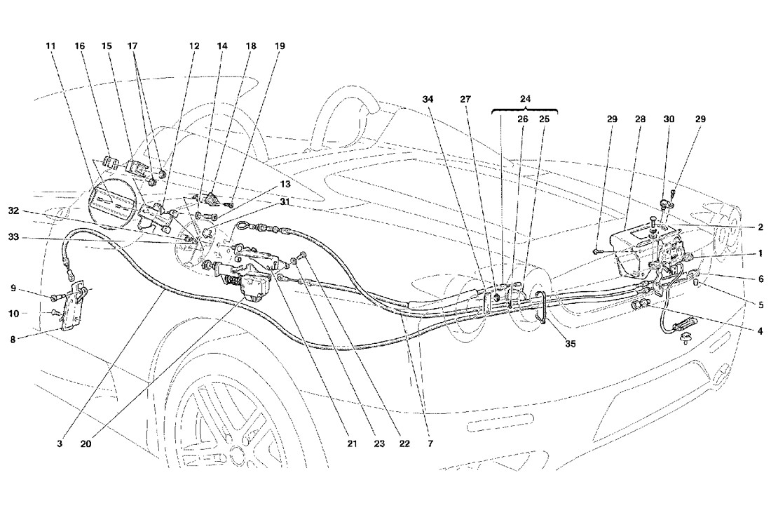 Schematic: Opening Devices For Engine Bonnet And Gas Door