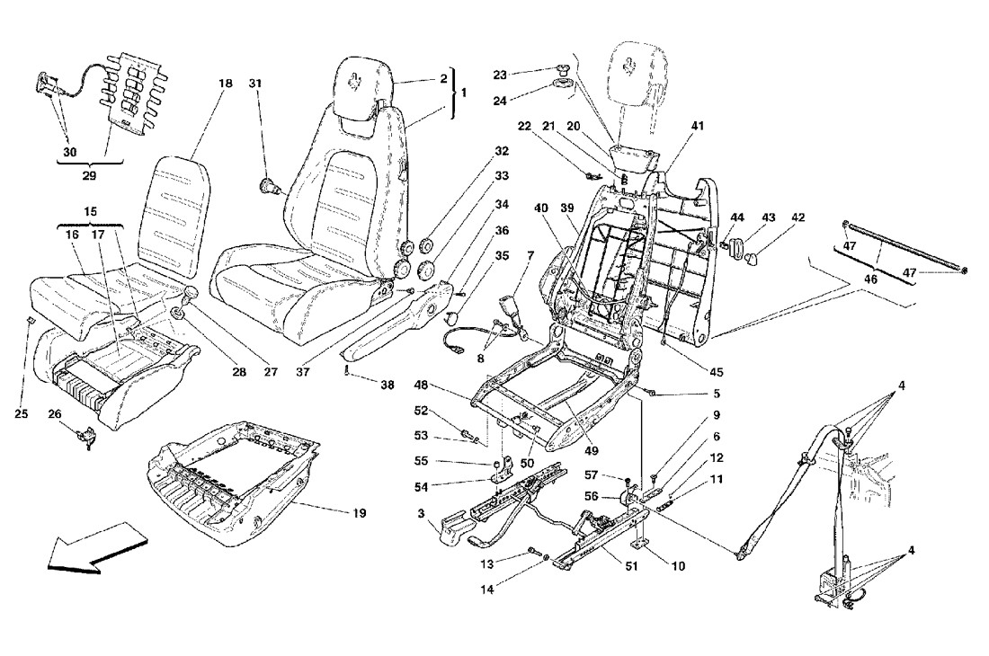 Schematic: Manual Seat - Safety Belts