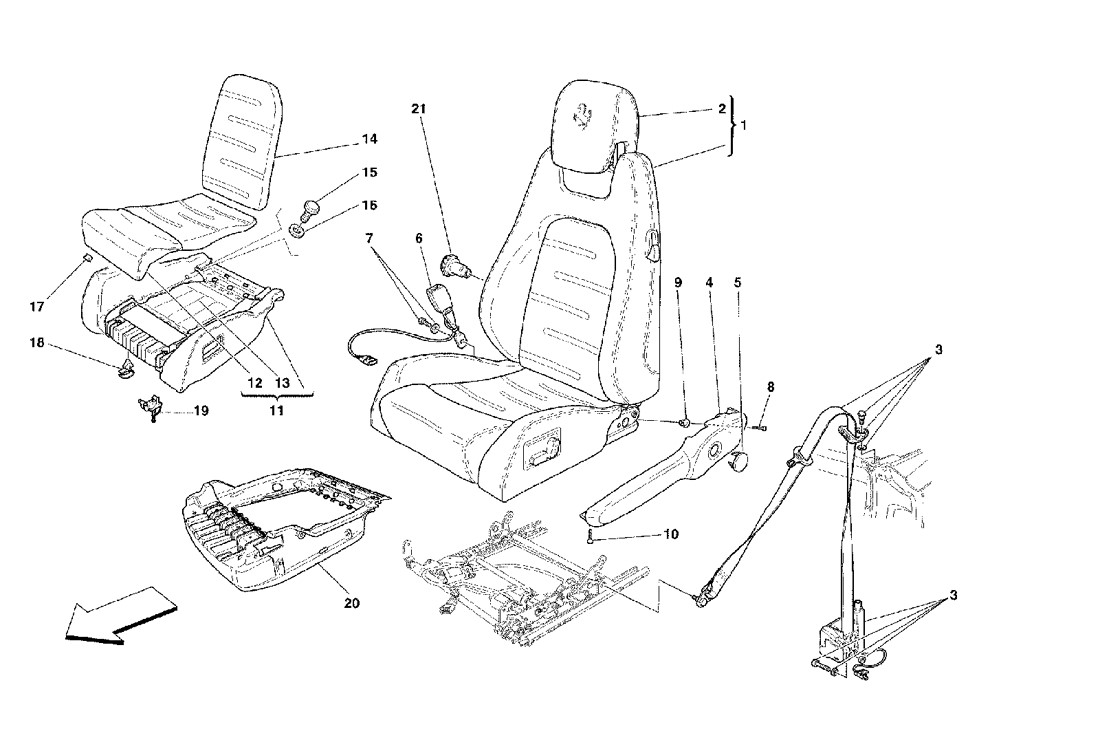 Schematic: Electrical Seat - Safety Belts