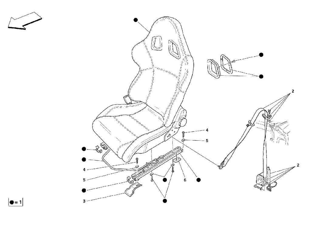 Schematic: Racing Seat-4 Point Belts-Roll Bar