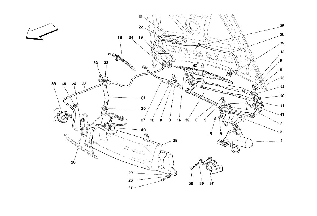 Schematic: Windshield, Glass Washer And Horns