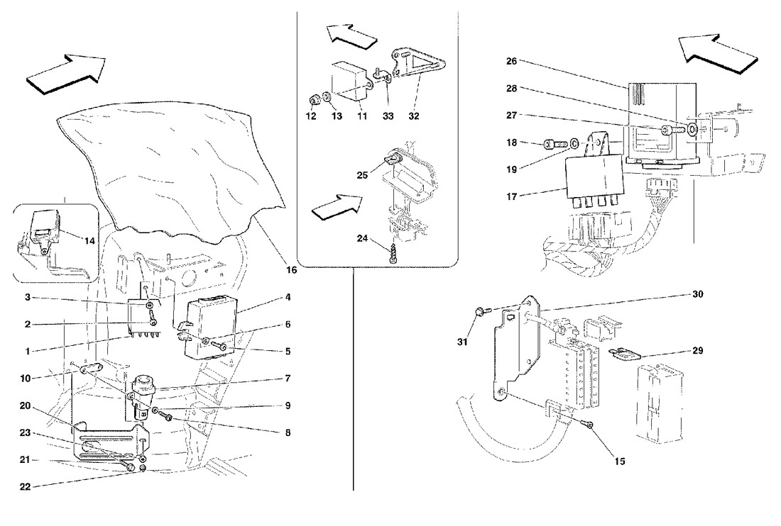 Schematic: Front Passengers Compartment Control Stations