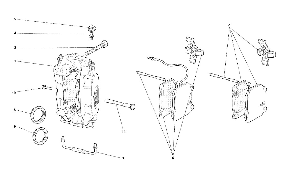 Schematic: Calipers For Front And Rear Brakes