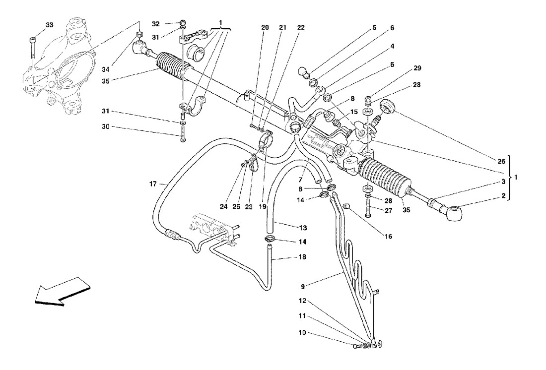 Schematic: Hydraulic Steering Box And Serpentine