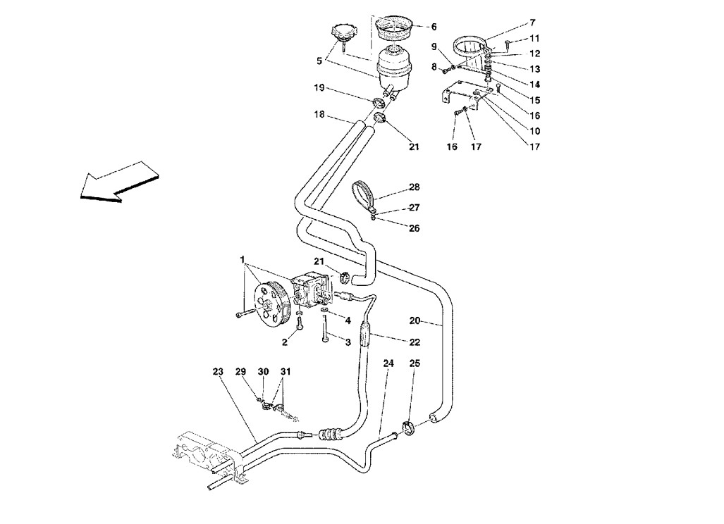 Schematic: Hydraulic Steering Pump And Tank