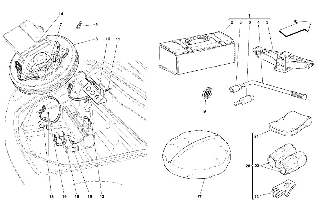 Schematic: Spare Wheel And Equipment -Optional-
