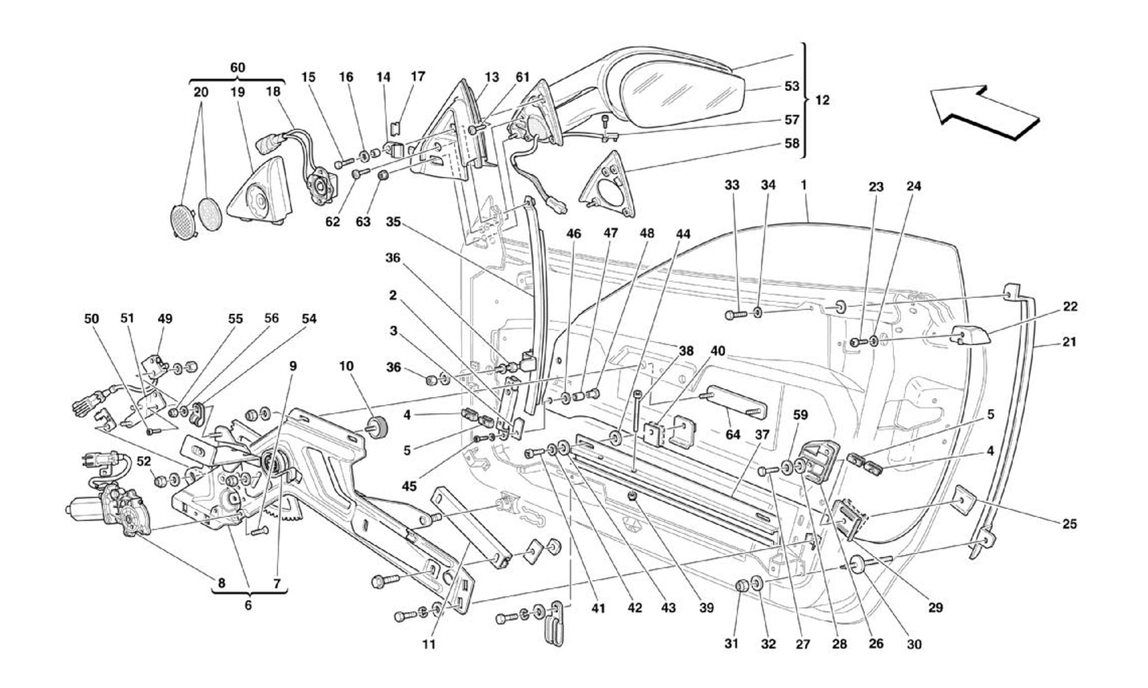 Schematic: Doors - Power Windows And Rear-View Mirror