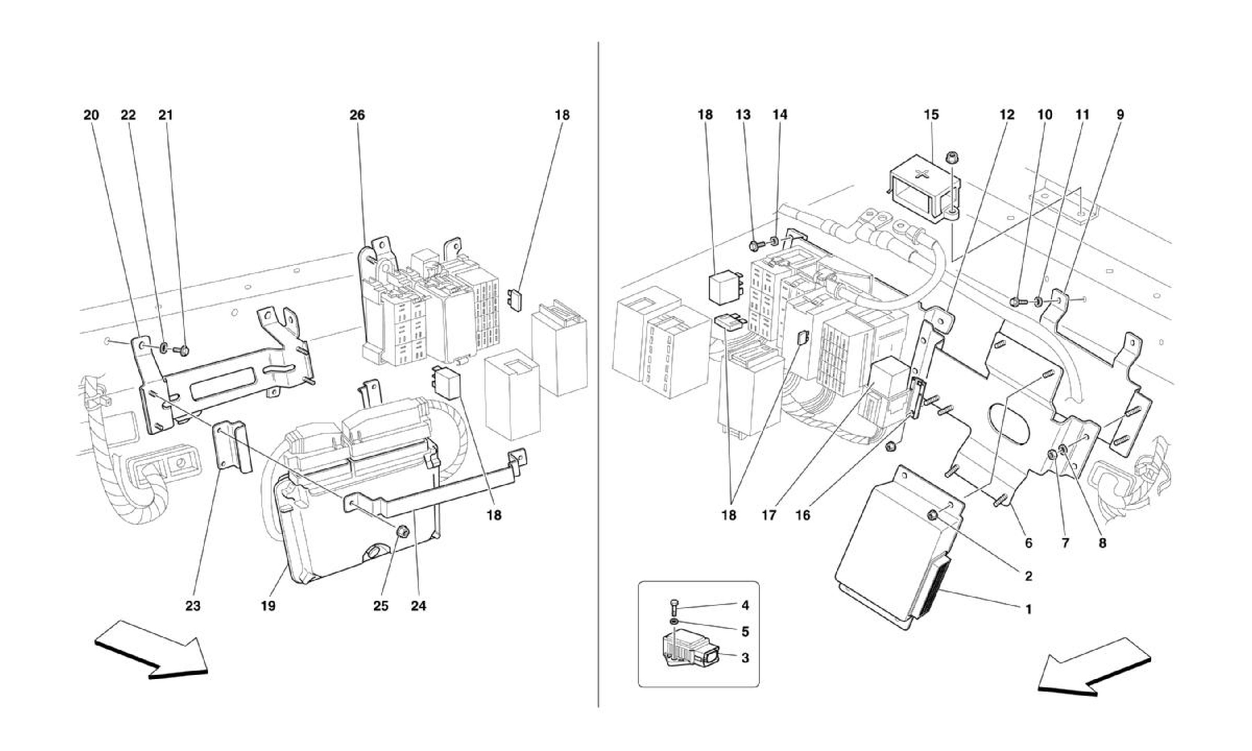 Schematic: Ecus And Sensors In Front Compartment And Engine Compartment