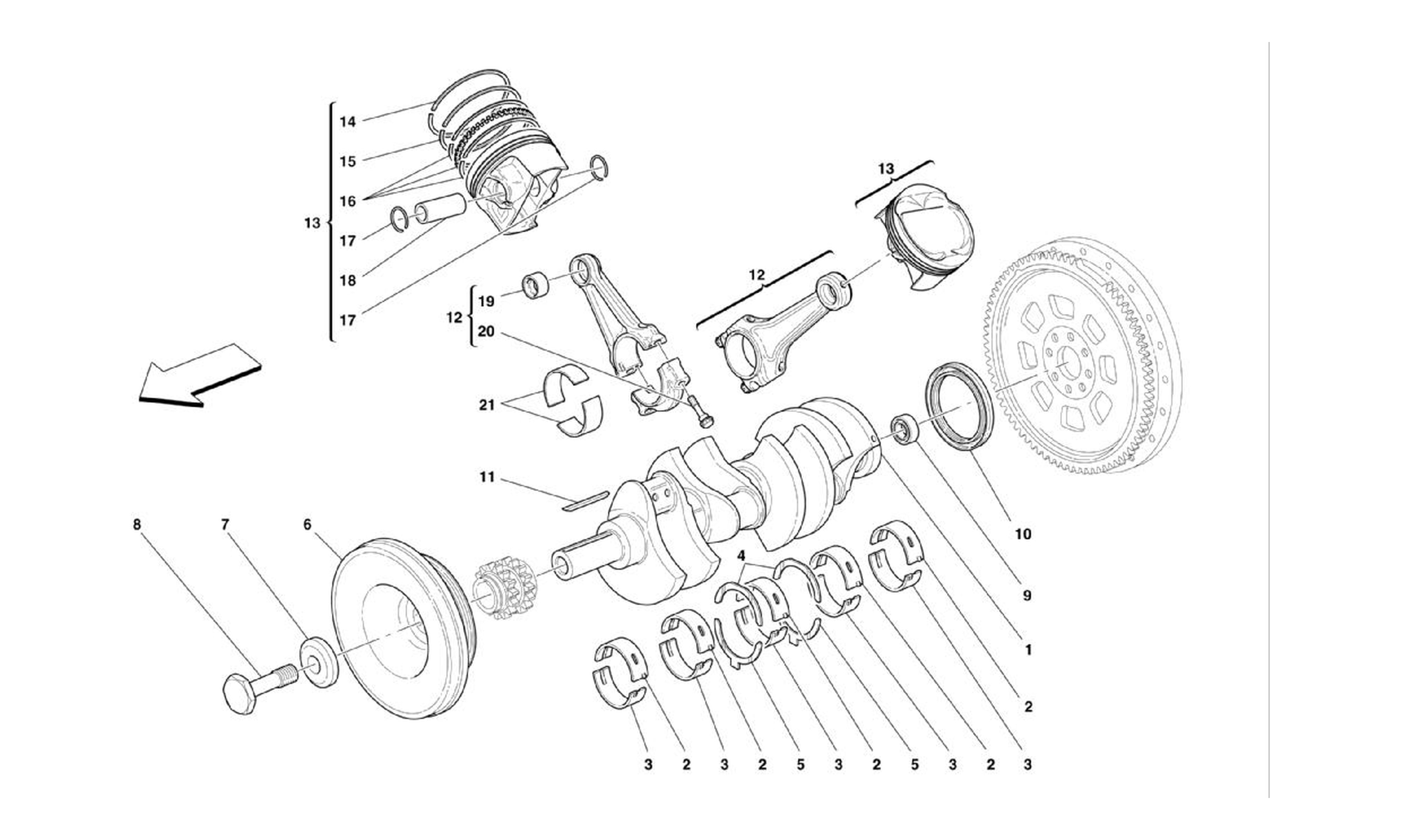 Schematic: Crankshaft - Connecting Rods And Pistons