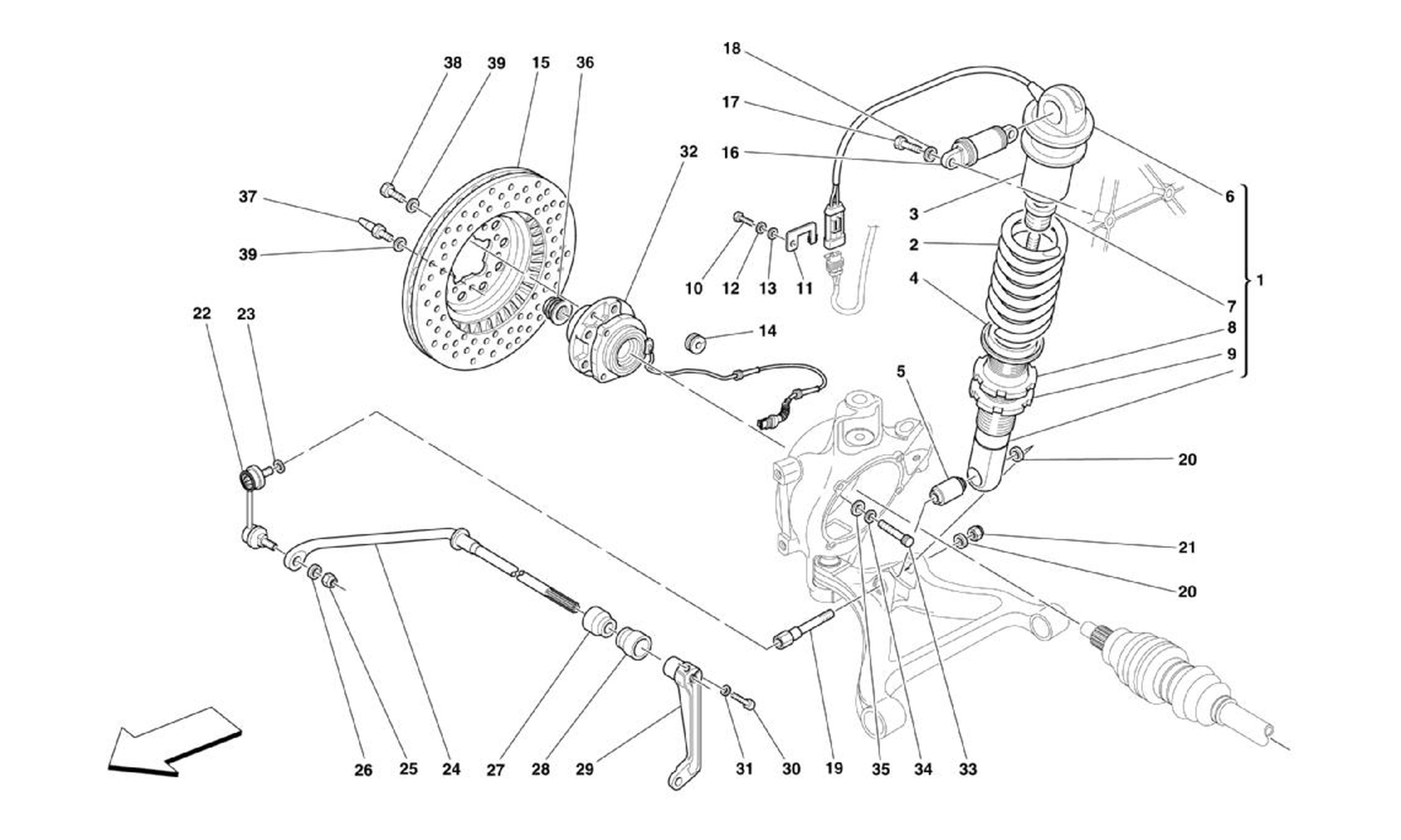 Schematic: Front Suspension - Shock Absorber And Brake Disc